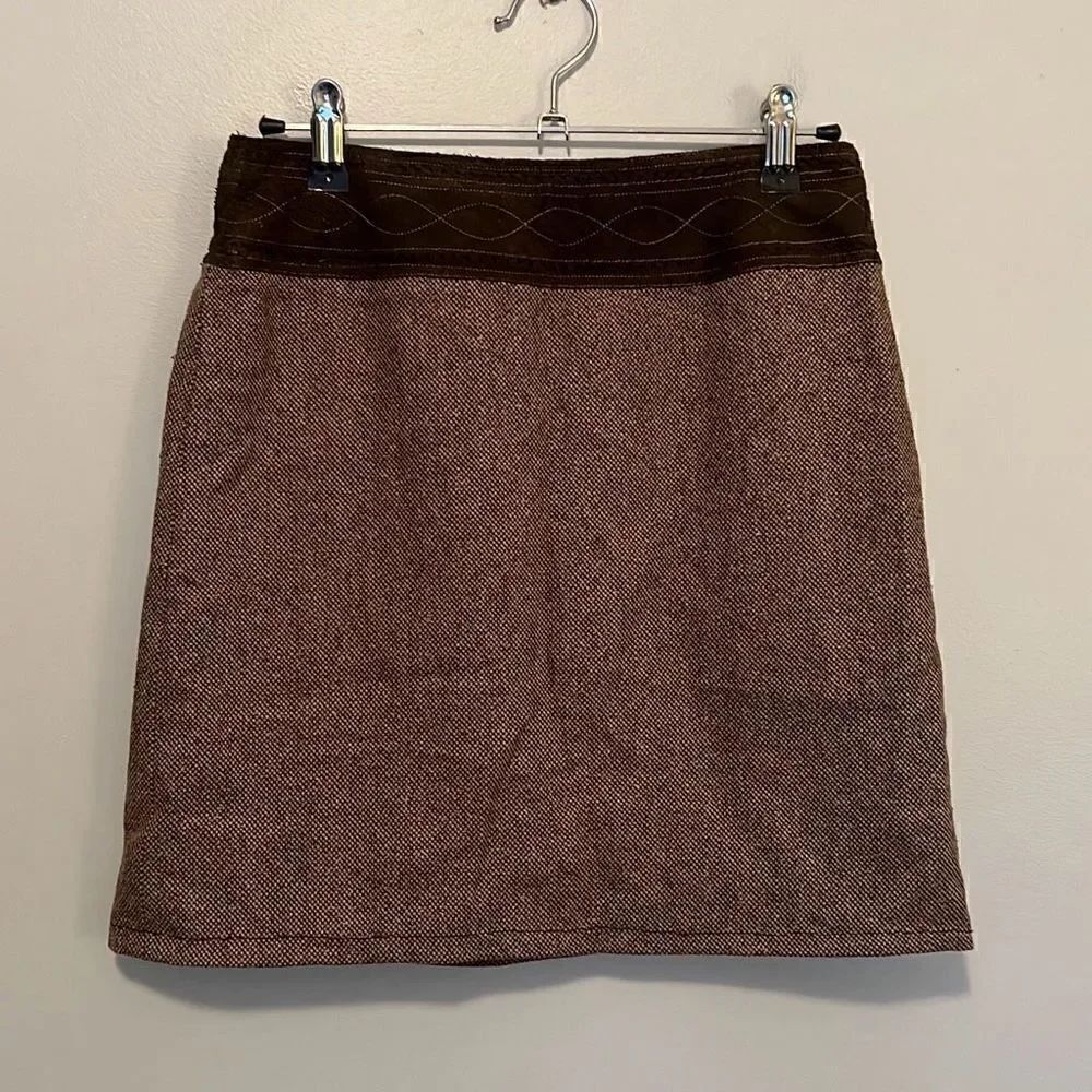 Ann Taylor LOFT Women's Brown Wool Silk Blend Tweed Mini Skirt